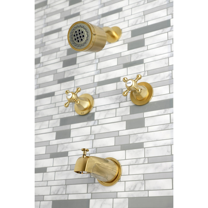 Kingston Tulare KBX8147BX - Metropolitan Double-Handle Tub and Shower Faucet, Brushed Brass