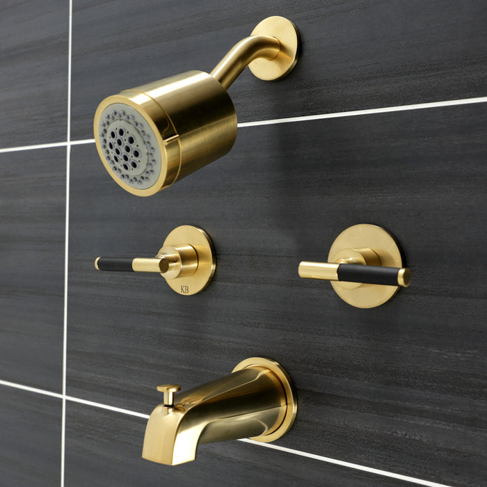 Kingston Sona KBX8147CKL - Kaiser Double-Handle Tub and Shower Faucet, Brushed Brass