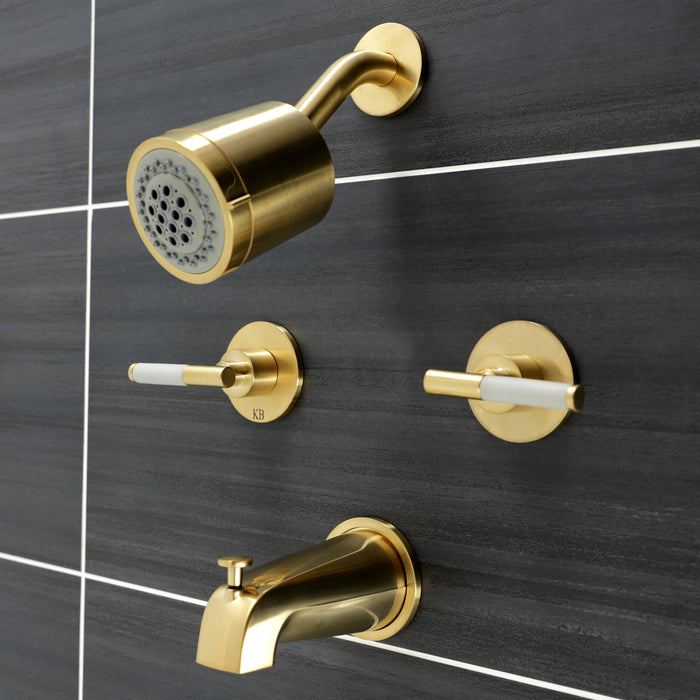 Kingston Sona KBX8147CKL - Kaiser Double-Handle Tub and Shower Faucet, Brushed Brass