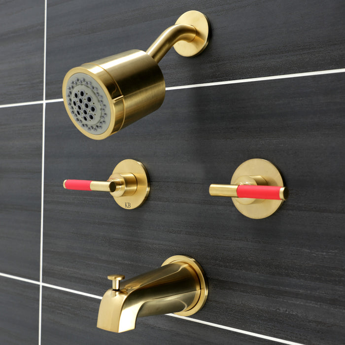 Kingston Sona KBX8147CKL - Kaiser Double-Handle Tub and Shower Faucet, Brushed Brass