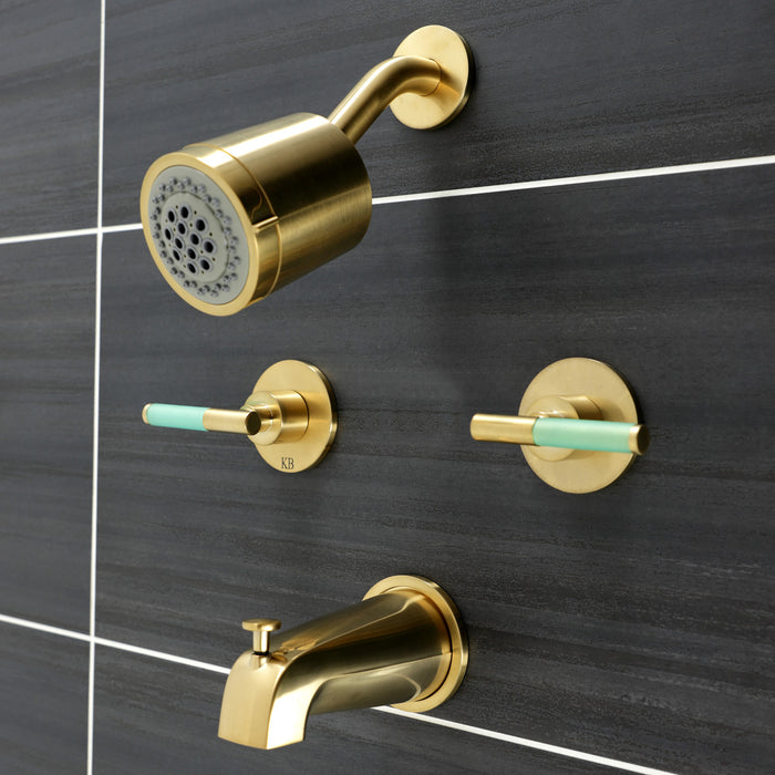 Kingston Sona KBX8147CKL - Kaiser Double-Handle Tub and Shower Faucet, Brushed Brass