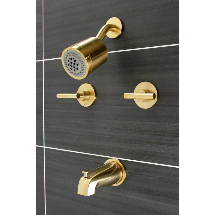 Kingston Sona KBX8147CML - Manhattan Double-Handle Tub and Shower Faucet, Brushed Brass