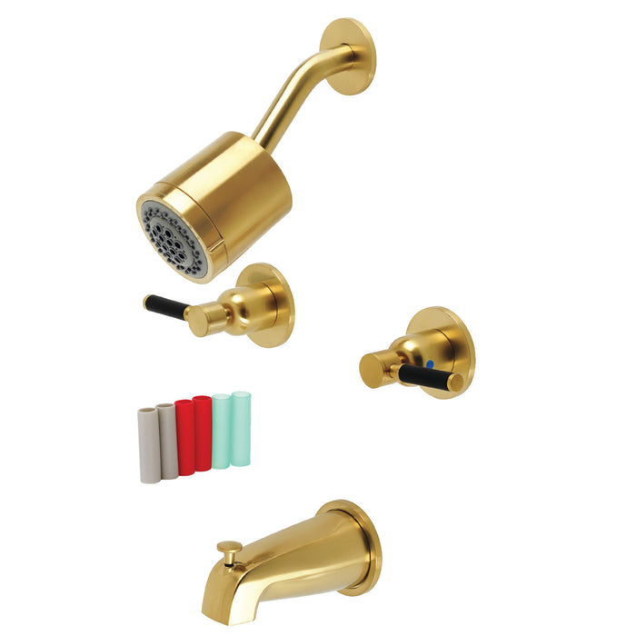Kingston Sona KBX8147DKL - Kaiser Double-Handle Tub and Shower Faucet, Brushed Brass