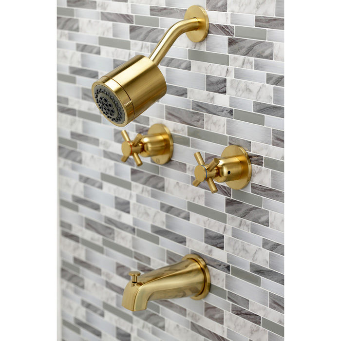 Kingston Sona KBX8147DX - Concord Double-Handle Tub and Shower Faucet, Brushed Brass