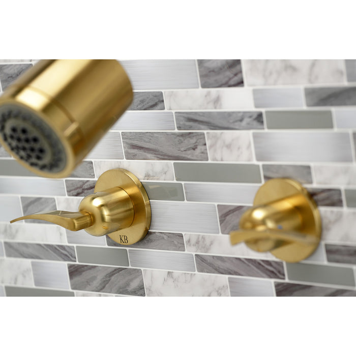 Kingston Tulare KBX8147EFL - Centurion Double-Handle Tub and Shower Faucet, Brushed Brass
