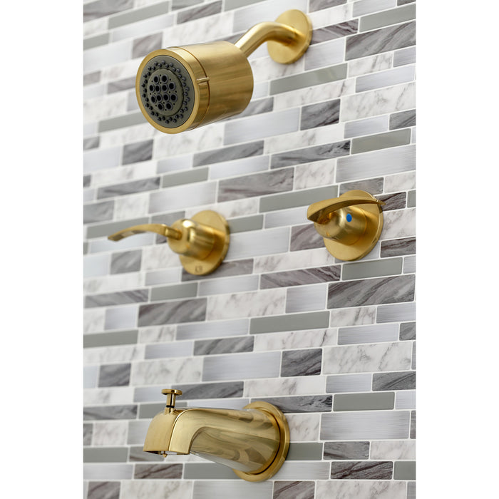 Kingston Tulare KBX8147EFL - Centurion Double-Handle Tub and Shower Faucet, Brushed Brass