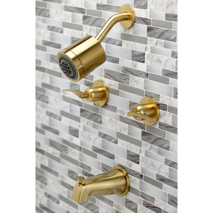 Kingston Tulare KBX8147EFL - Centurion Double-Handle Tub and Shower Faucet, Brushed Brass