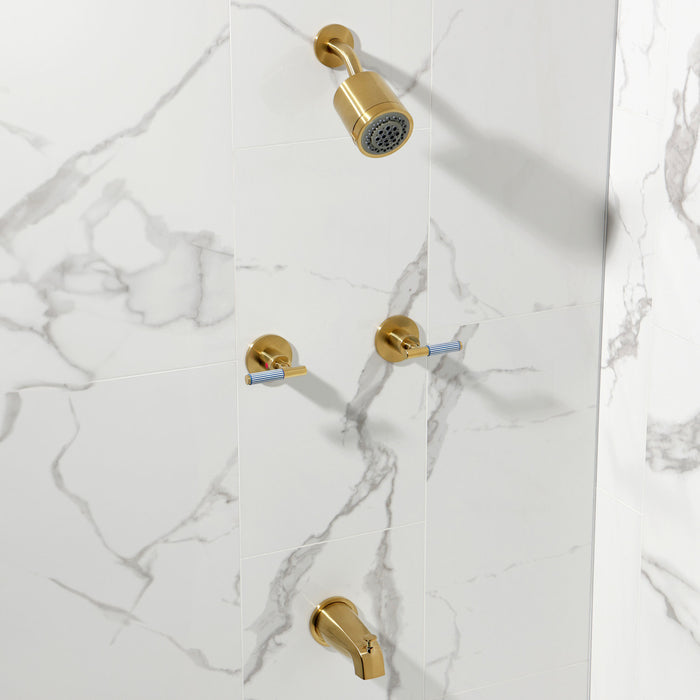 Kingston Sona KBX8147KPS - Verona Double-Handle Tub and Shower Faucet, Brushed Brass