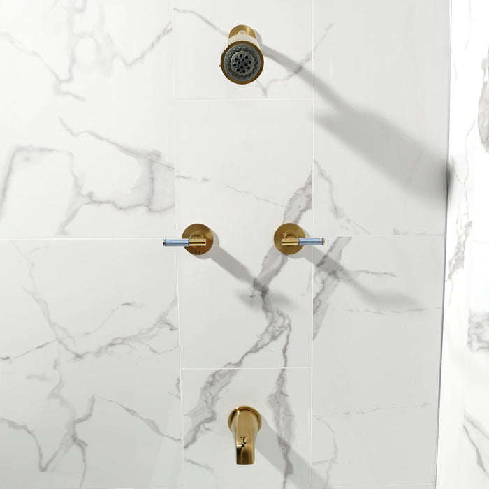 Kingston Sona KBX8147KPS - Verona Double-Handle Tub and Shower Faucet, Brushed Brass