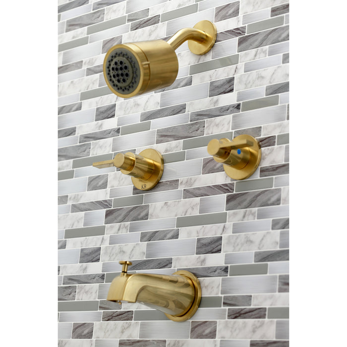 Kingston Sona KBX8147NDL - NuvoFusion Double-Handle Tub and Shower Faucet, Brushed Brass