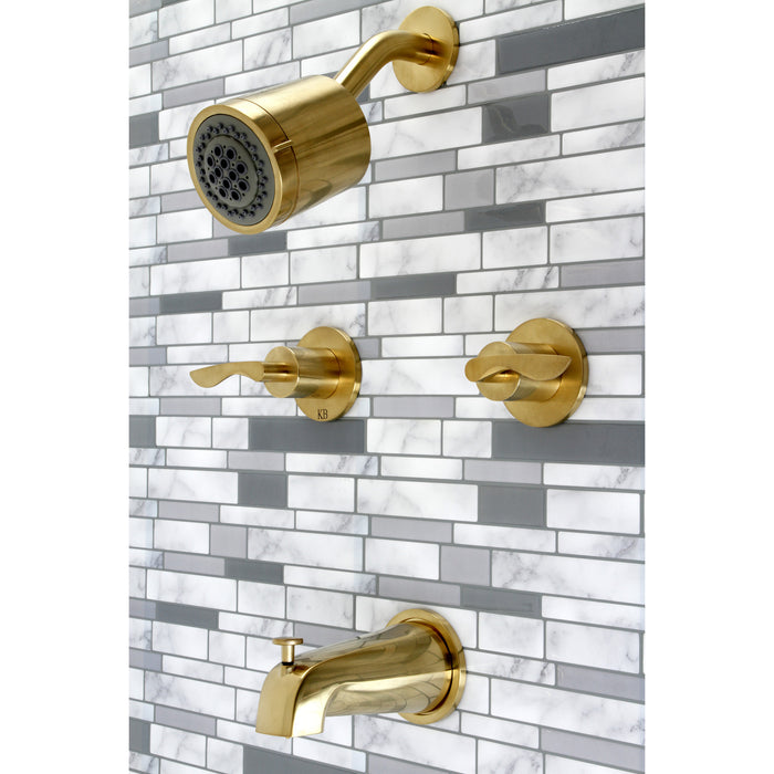 Kingston Tulare KBX8147SVL - Serena Double-Handle Tub and Shower Faucet, Brushed Brass