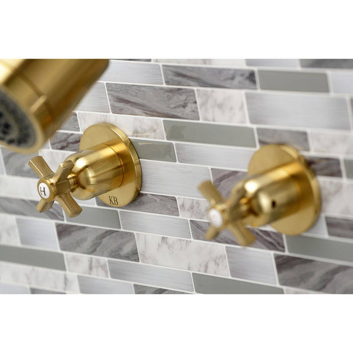 Kingston Tulare KBX8147ZX - Millennium Double-Handle Tub and Shower Faucet, Brushed Brass