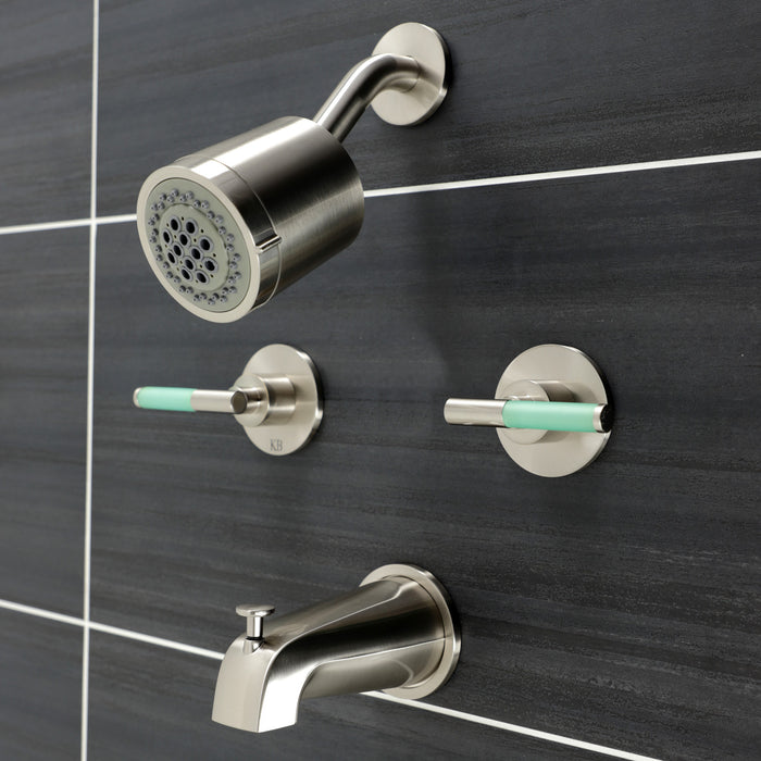 Kingston Sona KBX8148CKL - Kaiser Double-Handle Tub and Shower Faucet, Brushed Nickel