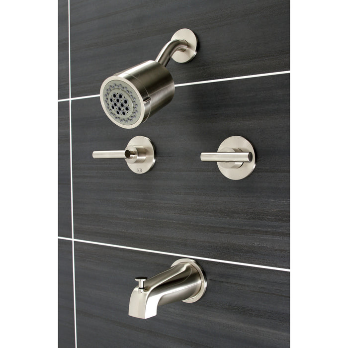 Kingston Sona KBX8148CML - Manhattan Double-Handle Tub and Shower Faucet, Brushed Nickel