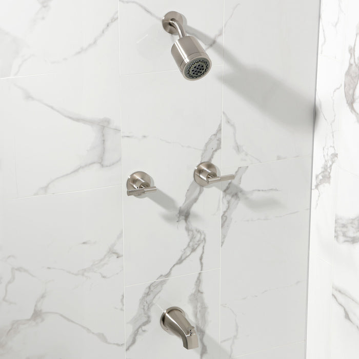 Convergent KBX8148KNL Double-Handle Tub and Shower Faucet with Knurled Handle, Brushed Nickel