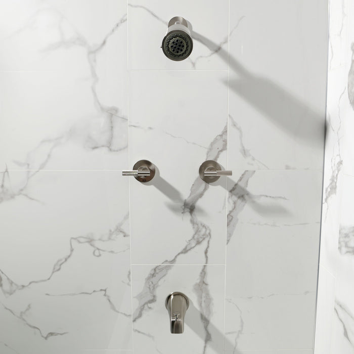 Convergent KBX8148KNL Double-Handle Tub and Shower Faucet with Knurled Handle, Brushed Nickel