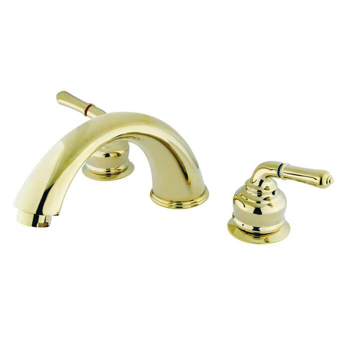 Kingston Tulare KC362 - Magellan Two-Handle 3-Hole Deck Mount Roman Tub Faucet, Polished Brass