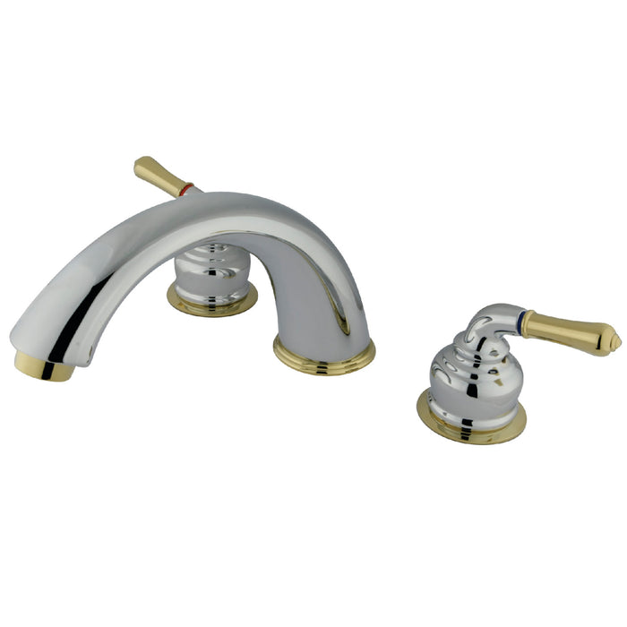 Kingston Tulare KC364 - Magellan Two-Handle 3-Hole Deck Mount Roman Tub Faucet, Polished Chrome/Polished Brass