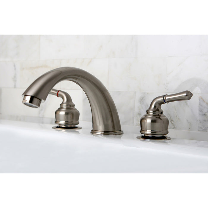 Kingston Tulare KC368 - Magellan Two-Handle 3-Hole Deck Mount Roman Tub Faucet, Brushed Nickel
