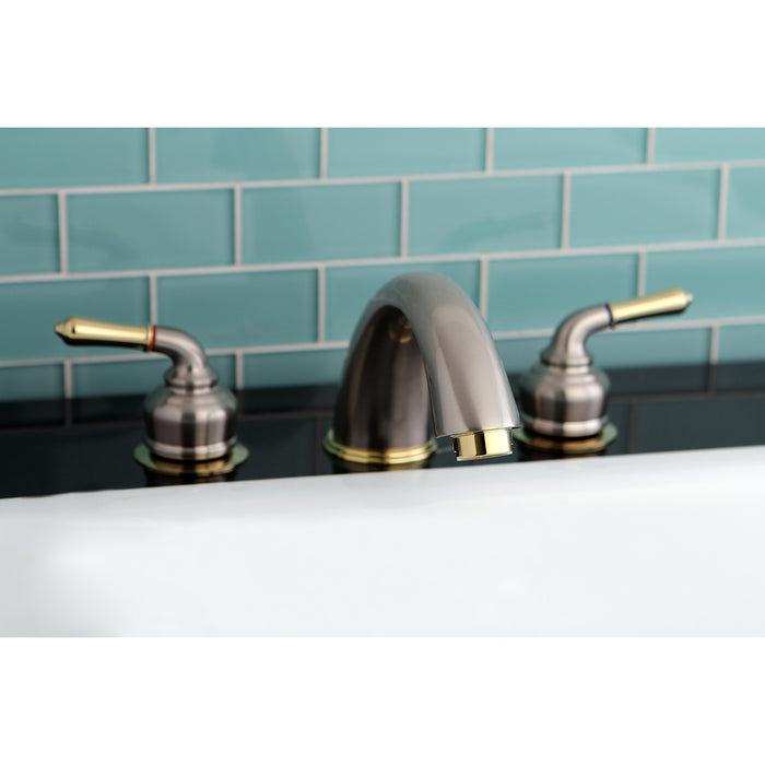 Kingston Tulare KC369 - Magellan Two-Handle 3-Hole Deck Mount Roman Tub Faucet, Brushed Nickel/Polished Brass