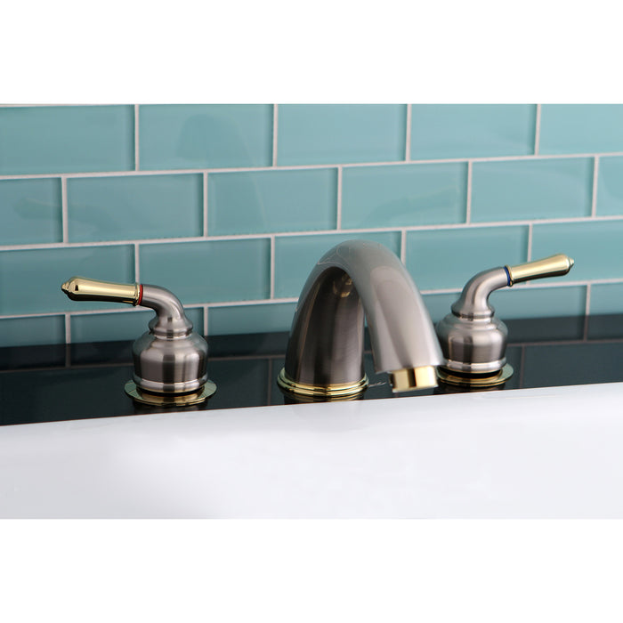 Kingston Tulare KC369 - Magellan Two-Handle 3-Hole Deck Mount Roman Tub Faucet, Brushed Nickel/Polished Brass