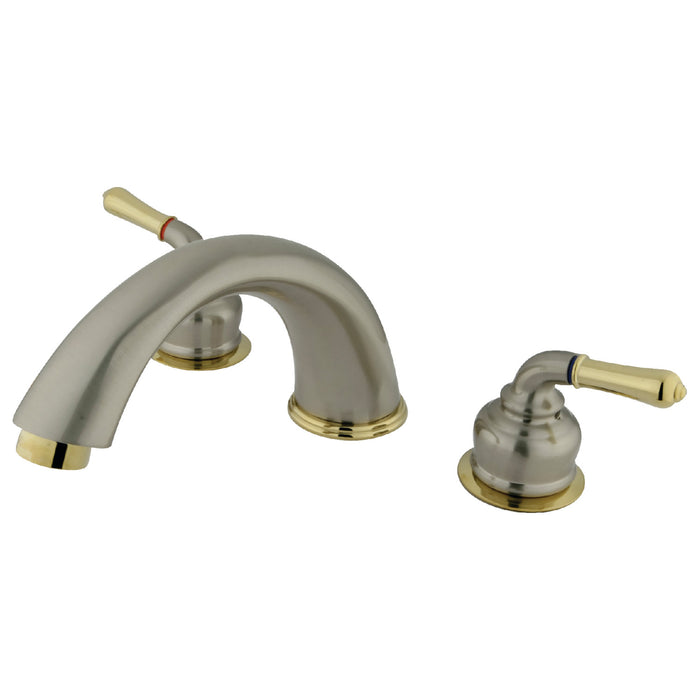 Kingston Tulare KC369 - Magellan Two-Handle 3-Hole Deck Mount Roman Tub Faucet, Brushed Nickel/Polished Brass