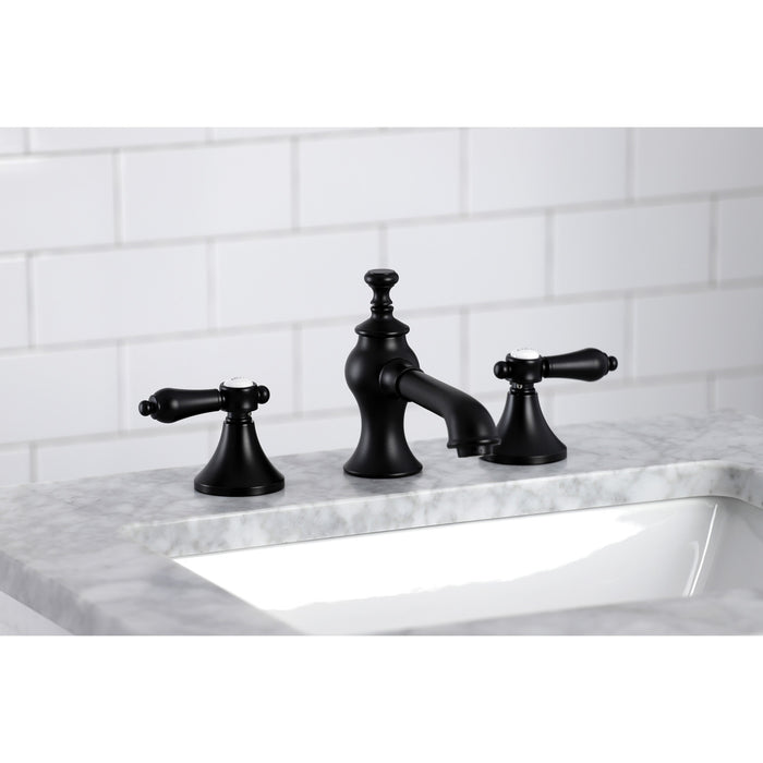 Kingston Tulare KC7060BAL - Heirloom Two-Handle 3-Hole Deck Mount Widespread Bathroom Faucet with Brass Pop-Up, Matte Black