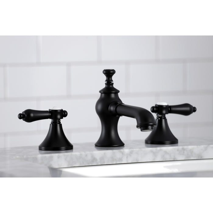 Kingston Tulare KC7060BAL - Heirloom Two-Handle 3-Hole Deck Mount Widespread Bathroom Faucet with Brass Pop-Up, Matte Black