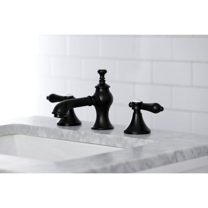 Kingston Tulare KC7060BAL - Heirloom Two-Handle 3-Hole Deck Mount Widespread Bathroom Faucet with Brass Pop-Up, Matte Black