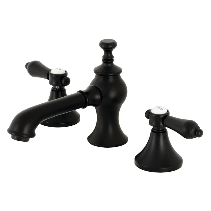 Kingston Tulare KC7060BAL - Heirloom Two-Handle 3-Hole Deck Mount Widespread Bathroom Faucet with Brass Pop-Up, Matte Black