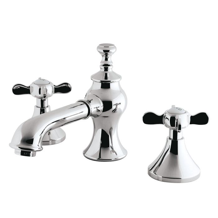 Essex KC7061BEX Two-Handle 3-Hole Deck Mount Widespread Bathroom Faucet with Brass Pop-Up, Polished Chrome