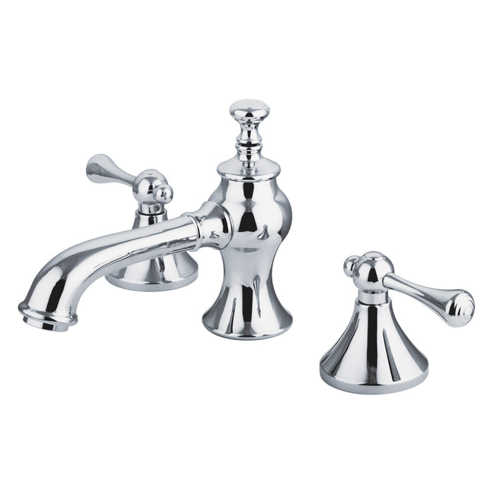 Kingston Tulare KC7061BL - English Country Two-Handle 3-Hole Deck Mount Widespread Bathroom Faucet with Brass Pop-Up, Polished Chrome