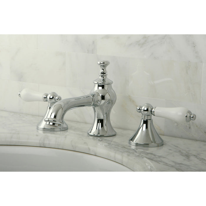 Vintage KC7061PL Two-Handle 3-Hole Deck Mount Widespread Bathroom Faucet with Brass Pop-Up, Polished Chrome