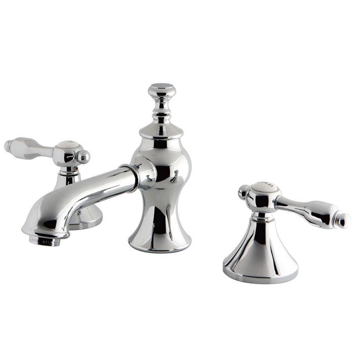 Tudor KC7061TAL Two-Handle 3-Hole Deck Mount Widespread Bathroom Faucet with Brass Pop-Up, Polished Chrome