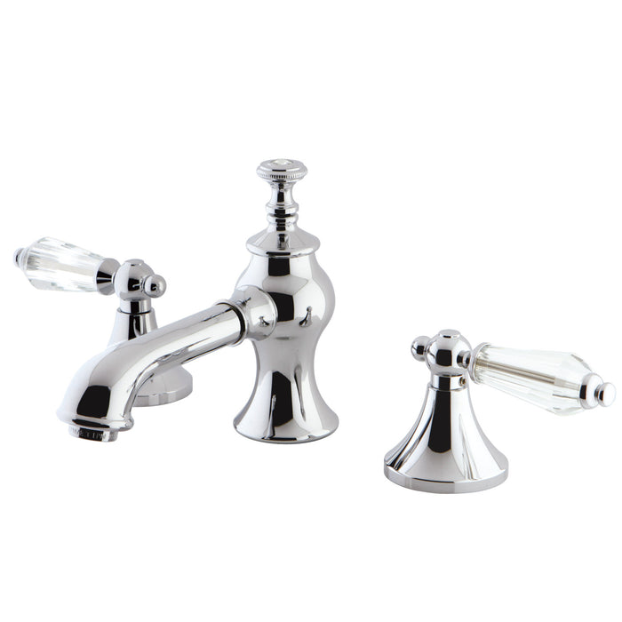 Wilshire KC7061WLL Two-Handle 3-Hole Deck Mount Widespread Bathroom Faucet with Brass Pop-Up, Polished Chrome