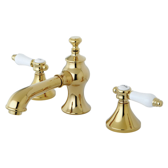 Bel-Air KC7062BPL Two-Handle 3-Hole Deck Mount Widespread Bathroom Faucet with Brass Pop-Up, Polished Brass