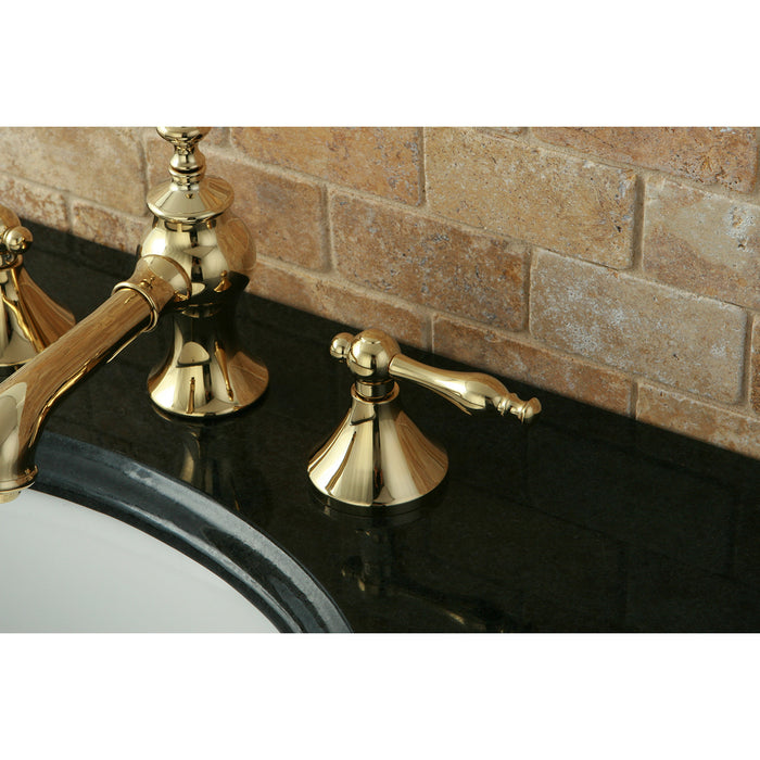 Naples KC7062NL Two-Handle 3-Hole Deck Mount Widespread Bathroom Faucet with Brass Pop-Up, Polished Brass