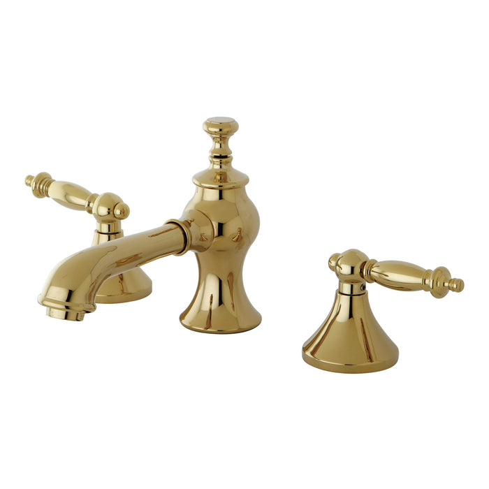 Templeton KC7062TL Two-Handle 3-Hole Deck Mount Widespread Bathroom Faucet with Brass Pop-Up, Polished Brass