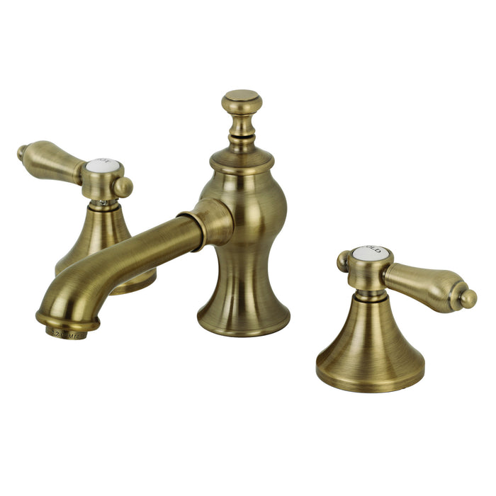 Heirloom KC7063BAL Two-Handle 3-Hole Deck Mount Widespread Bathroom Faucet with Brass Pop-Up, Antique Brass