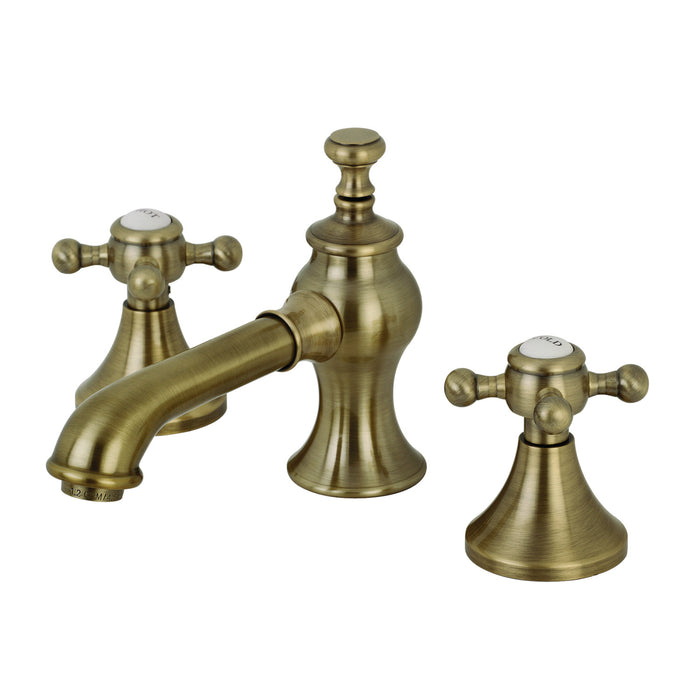 Kingston Tulare KC7063BX - English Country Two-Handle 3-Hole Deck Mount Widespread Bathroom Faucet with Brass Pop-Up, Antique Brass