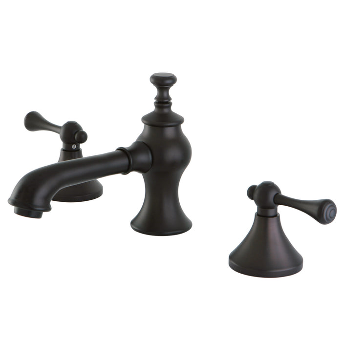 Kingston Tulare KC7065BL - English Country Two-Handle 3-Hole Deck Mount Widespread Bathroom Faucet with Brass Pop-Up, Oil Rubbed Bronze