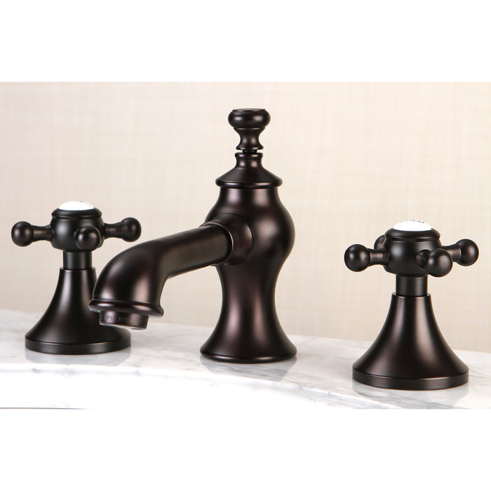 Kingston Tulare KC7065BX - English Country Two-Handle 3-Hole Deck Mount Widespread Bathroom Faucet with Brass Pop-Up, Oil Rubbed Bronze