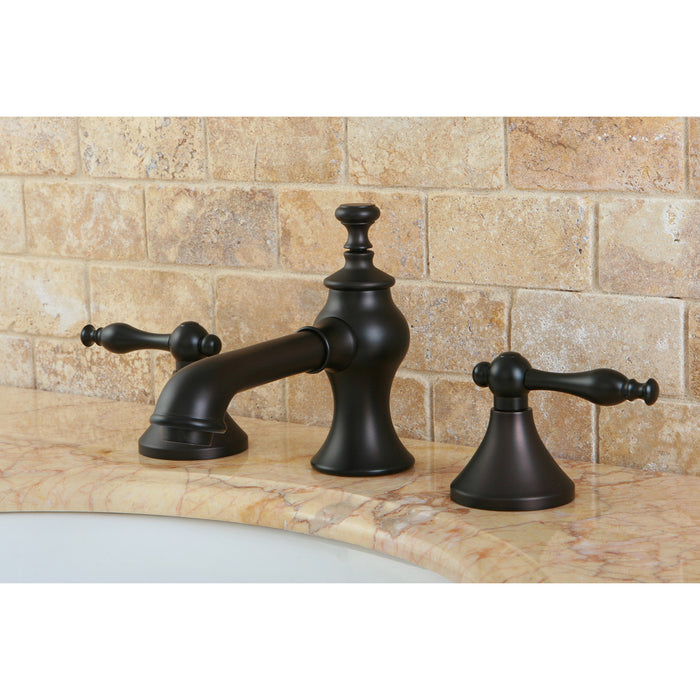 Naples KC7065NL Two-Handle 3-Hole Deck Mount Widespread Bathroom Faucet with Brass Pop-Up, Oil Rubbed Bronze