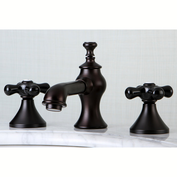 Kingston Tulare KC7065PKX - Duchess Two-Handle 3-Hole Deck Mount Widespread Bathroom Faucet with Brass Pop-Up, Oil Rubbed Bronze