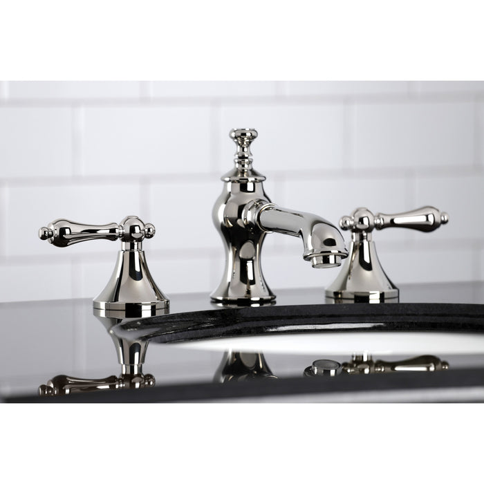 Vintage KC7066AL Two-Handle 3-Hole Deck Mount Widespread Bathroom Faucet with Brass Pop-Up, Polished Nickel