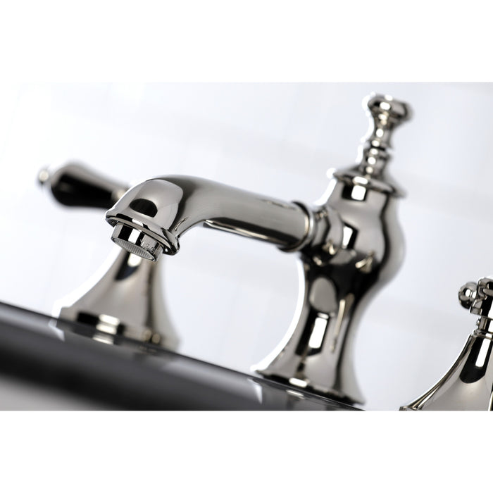 Kingston Tulare KC7066BAL - Heirloom Two-Handle 3-Hole Deck Mount Widespread Bathroom Faucet with Brass Pop-Up, Polished Nickel