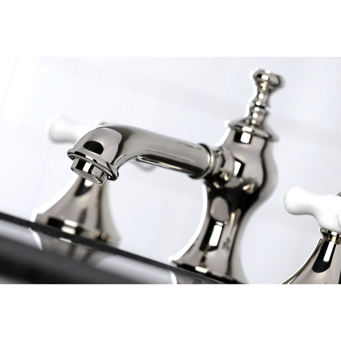 Vintage KC7066PX Two-Handle 3-Hole Deck Mount Widespread Bathroom Faucet with Brass Pop-Up, Polished Nickel