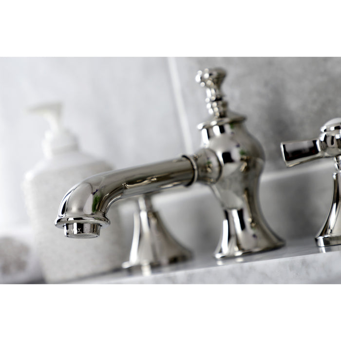 Kingston Tulare KC7066ZX - Millennium Two-Handle 3-Hole Deck Mount Widespread Bathroom Faucet with Brass Pop-Up, Polished Nickel