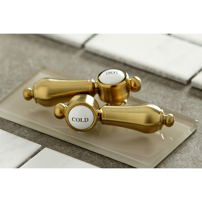 Kingston Tulare KC7067BAL - Heirloom Two-Handle 3-Hole Deck Mount Widespread Bathroom Faucet with Brass Pop-Up, Brushed Brass