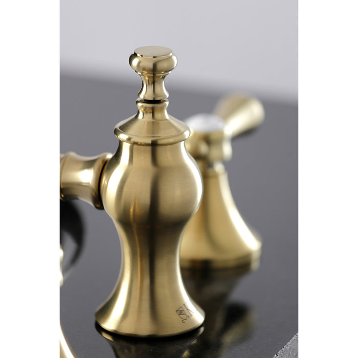 Kingston Tulare KC7067BAL - Heirloom Two-Handle 3-Hole Deck Mount Widespread Bathroom Faucet with Brass Pop-Up, Brushed Brass